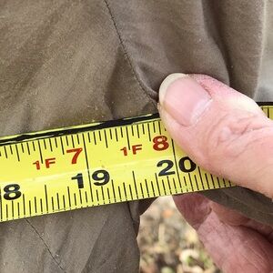 Banana Republic Tan khaki silk button front  top w/ rufgles- size Large